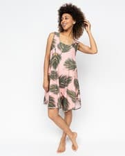 Image of Cyberjammies Nightdress Modal Women Lea Pink Leaf Print Sleeveless Chemise
