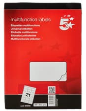 Image of 5 Star White Multi-Purpose Address Label 21x  [100 Sheets] 2100 Labels