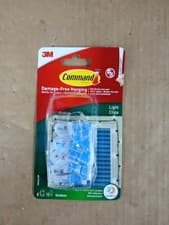Image of Command Clear Outdoor Light Clips Strips 8 Hooks 10 Strips Damage Free New