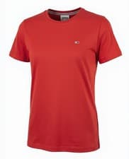 Image of Tommy Jeans Womens T Shirt Red TJW Soft Jersey Tee Shirt DW06901 Deep Crimson