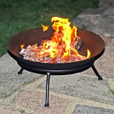 Image of Cast Iron Fire Pit Bowl Black Outdoor BBQ Garden Heater Rustic Design
