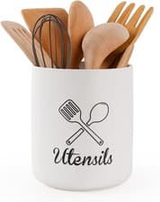 Image of Utensil Holder Ceramic, 6." Utensil Organiser for Cutlery & Cooking Tools, Minim