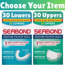 Image of Seabond Denture Fixative Seals, Soft Adhesive ,Protect Gums, 30 Uppers&Lowers UK