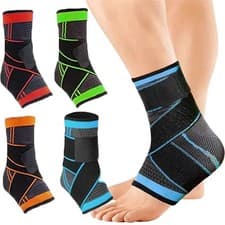 Image of Compression Ankle Support Brace Sleeve Foot Tendon Plantar Fasciitis Pain Relief