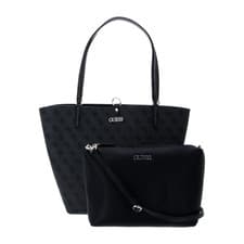Image of Guess Alby 4G Logo Latte Tote Shopper Bag SA745523 Coal/Black