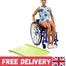 Image of Inclusive Ken Doll in Beach Outfit with Wheelchair & Ramp - Ideal for Kids
