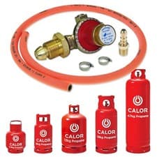 Image of GAS BOTTLE REGULATOR ADJUSTABLE PRESSURE 0 - 4 BAR 1m ORANGE HOSE POL SCREW IN