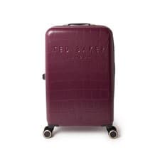 Image of Ted Baker Icon Case Medium Suitcase 68cm Plum Croc 4 Wheel Luggage Travel 77L