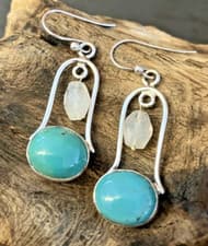 Image of Beautiful Turquoise 925 Silver Drop Earrings Boxed **BN**