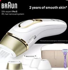 Image of Braun IPL Silk-Expert Pro 5 At-Home Hair Removal Device White/Gold