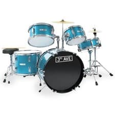 Image of 5 Piece Junior Drum Kit Drum Set for Kids with Sticks, Stool - 3rd Avenue