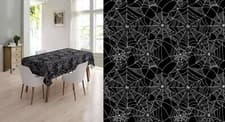 Image of HALLOWEEN SPIDER COBWEBS BLACK WHITE PVC PLASTIC VINYL TABLE CLOTH PARTY EVENTS