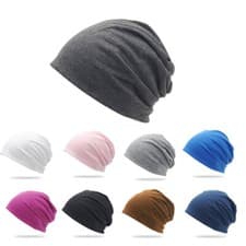 Image of Soft Breathable Jersey Beanie Hat Alopecia Hair Loss Cancer Chemo Stretch Women