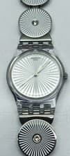 Image of Swatch Silver Circles Watch Lady Disco Lady LK339G new & boxed