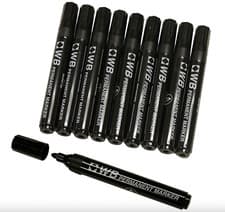 Image of Black Permanent Marker Pens All Surface Bullet Tip Waterproof - Pack 10