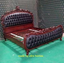 Image of Super King Handmade100% Mahogany wood chesterfield style tufted upholstery Bed