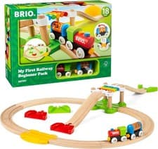Image of BRIO My First Railway 33727 Beginner Pack Wooden Train Set with Track – Push-