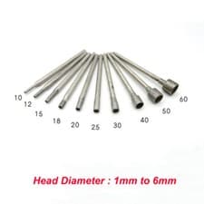 Image of Diamond Burr Rotary Bits Drills Hollow Cap Grinding Polishing Tools 2.35mm Shank