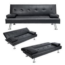 Image of Sofa Bed Faux Leather Sofa Bed Recliner 3 Seater Luxury/Budget Modest