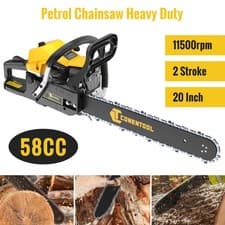 Image of CONENTOOL Power Petrol Chainsaw 58cc 2-Stroke 20 In Bar Gasoline Wood Cutter Saw