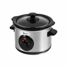 Image of Swan 1.5 Litre Slow Cooker Pot Glass Lid Stainless Steel 120W Silver SF17010N