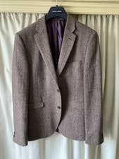 Image of Mens Brown Tweed Herringbone Two Button Jacket by Gibson. Size 40 Reg. BNWOT.