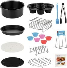 Image of 13pcs Air Fryer Accessories Kit Cake Pan Pizza Stainless Steel Rack Mold