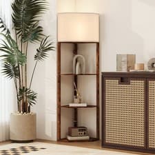 Image of Corner Floor Lamp with Shelves, Modern Standing Lamp for Living Room Bedroom