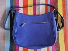 Image of Laura Ashley Blue Pebbled Leather Crossbody Bag Hobo Shoulder Purse NWT BNWT