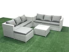 Image of Fimous Rattan Garden Outdoor Furniture Set Rattan Garden Sofa Set with Cushions