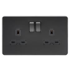 Image of KNIGHTSBRIDGE SCREWLESS FLATPLATE LIGHT SWITCHES & SOCKETS MATT BLACK RANGE