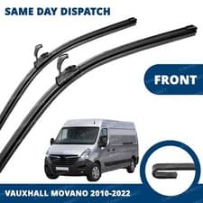 Image of Front Windscreen 26" 26" Flat Aero Wiper Blades Pair for Vauxhall Movano 10-22
