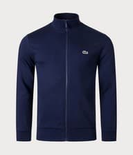 Image of Lacoste Mens Track Top Full Zip Regular Fitted Logo Track Jacket in Navy Blue