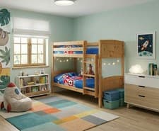 Image of Wooden Bunk Bed Kids Childrens Single PINE,WHITE or GREY 2ft6 Shorty 3ft Single