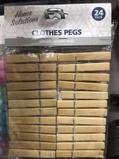 Image of 24x Bamboo Clothes Pegs Strong Wind Proof Clips Pine Washing Line Airer Dry Home