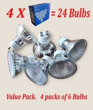 Image of Pack of 24 Halogen GU10 40W (50W Equivalent) Warm White 2800K 300Lm Dimmable