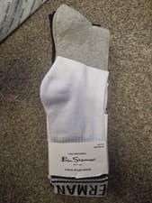 Image of Ben Sherman Men's 3-Pack Crew Socks in Black, White, and Grey, Size 7-11