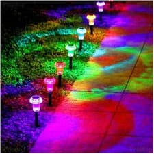 Image of Solar Pathway Stake Lights Outdoor Garden Patio Lighting Waterproof Lawn Lamp