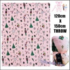 Image of Ballet Nutcracker Blanket Throw Fleece Christmas Pink Ballerina Bow Ribbon Girls