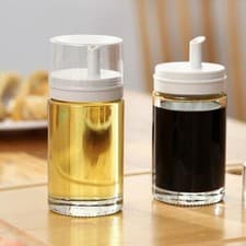 Image of Olive Oil & Vinegar Dispenser Bottle Set Small Glass Leak-Proof Oil Container.