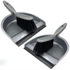 Image of 2x Dustpan and Brush Set Plastic Small Hand Dust Pan Heavy Duty Cleaning Sweep