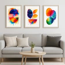 Image of Dynamic Mid-Century Abstract Posters Set of 3 | Colorful Organic Art Prints