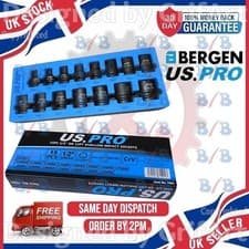 Image of USPRO 15PC 1/2" SQUARE DRIVE 12 POINT METRIC SHALLOW IMPACT SOCKET SET 10MM-24MM