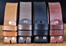 Image of 38mm Mens Leather Belt Light Brown Genuine Leather Strap Without Pin Buckle