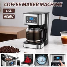 Image of 1.5L Filter Coffee Maker Machine 12 Cup Automatic Setting Digital Timer 950W UK
