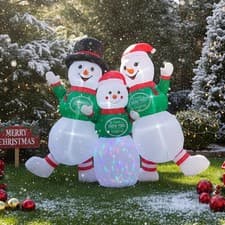 Image of 2.4M Christmas Inflatable Three Snowmen w/LED Light Xmas Air Blown Outdoor Decor