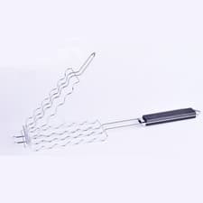 Image of BBQ Grill Grate with Handle for 6 Sausages Perfect for Outdoor Parties