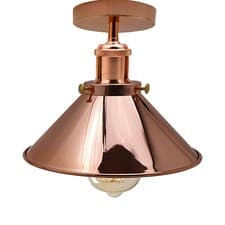 Image of Industrial E27 Ceiling Light Metal Cone Flush Mount Pendant Lamp For Living Room