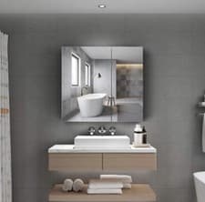 Image of Tokvon® Pigeonwing Bathroom Mirror Cabinet Wall Mounted Vanity Mirrored Cabinet