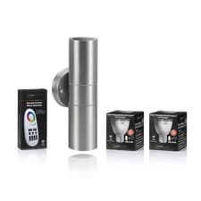 Image of Auraglow Stainless Steel Double Up Down Outdoor LED Colour Changing Wall Light